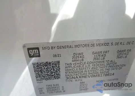 2021 Chevrolet Equinox Fwd Ls from USA, damaged, VIN 3GNAXHEV0MS178614